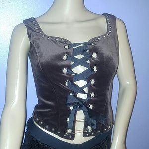 Vintage Particia Wolf Brown Velvet Corset Vest